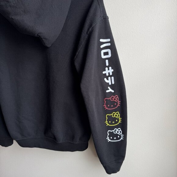 Hello Kitty Kanji Hoodie Sweatshirt Womens Small / Med Black Graphic Tokyo - Picture 3 of 6